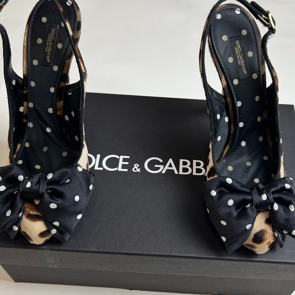 DOLCE & GABBANA Pony hair Animal Print Slingback Pumps